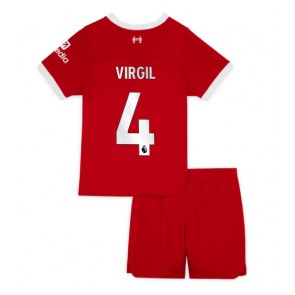 Liverpool Virgil van Dijk #4 babykläder Hemmatröja barn 2023-24 Korta ärmar (+ Korta byxor)